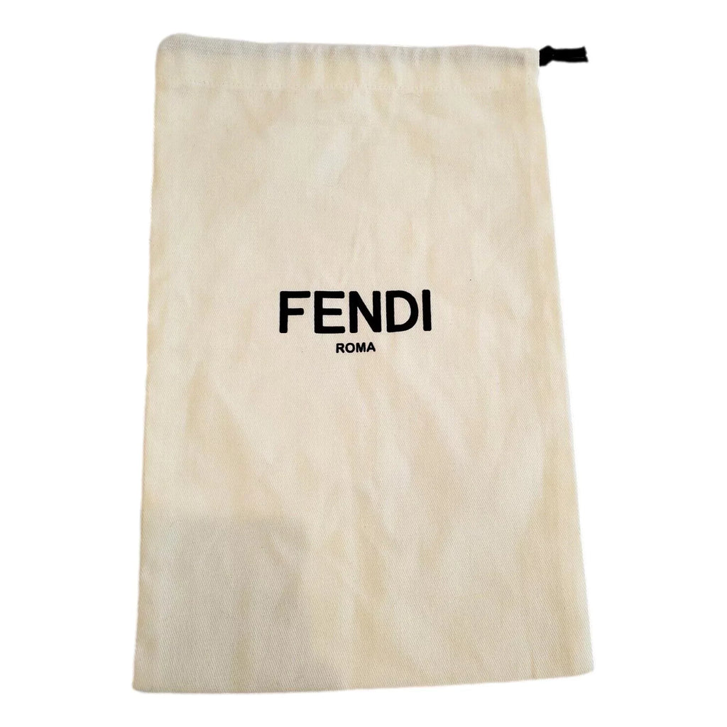 Fendi FF Print Striped Brown and Yellow Knitted Wool Scarf FXS124