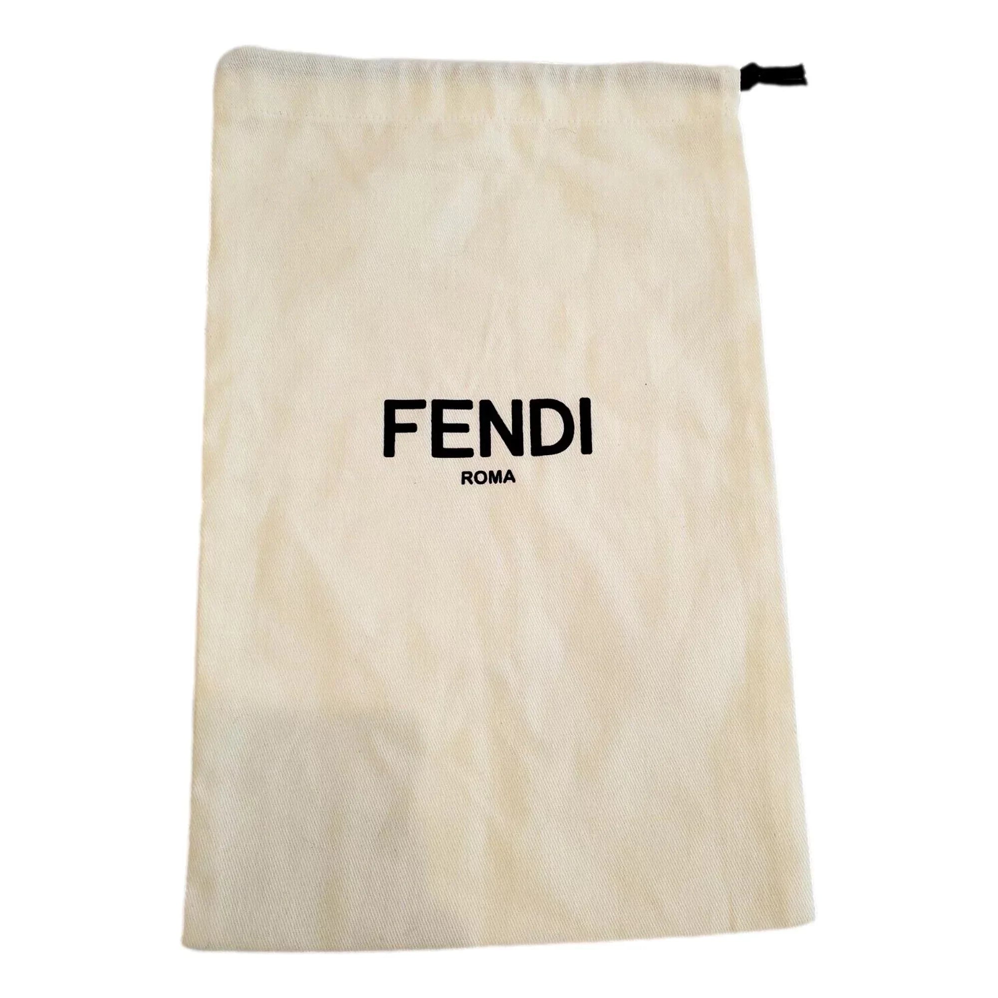 Fendi FF Print Striped Brown and Yellow Knitted Wool Scarf FXS124