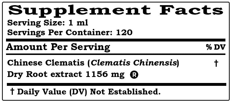Chinese Clematis (Clematis Chinensis) Dry Root ALCOHOL-FREE Liquid Extract. Expertly Extracted by Trusted HawaiiPharm Brand. Absolutely Natural. Proudly made in USA. Glycerite 4 Fl.Oz