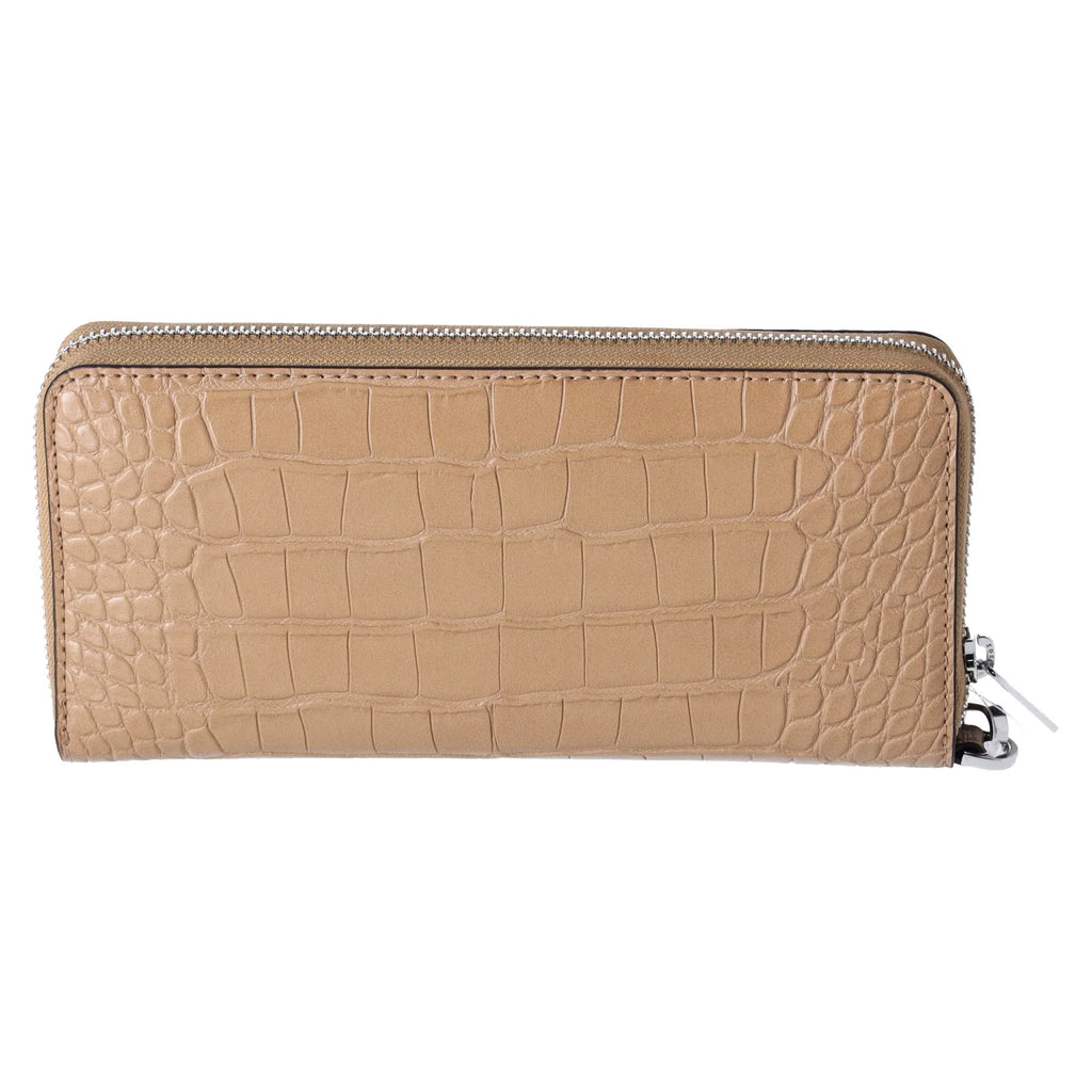 Michael Kors Jet Set Travel Large Continental Wallet Croc Embossed Camel