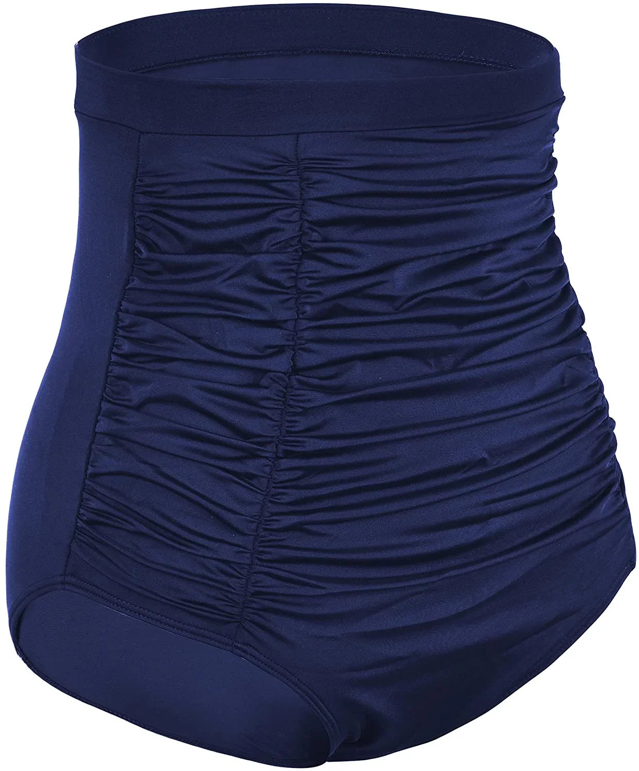 Septangle Women's Vintage Super High Waisted Bikini Bottom Shirred Tankini Briefs Tummy Control Swimsuits Bottoms