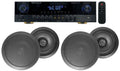 Rockville SINGMIX 5 Bluetooth Home Receiver Amp+(4) 8" Black Ceiling Speakers