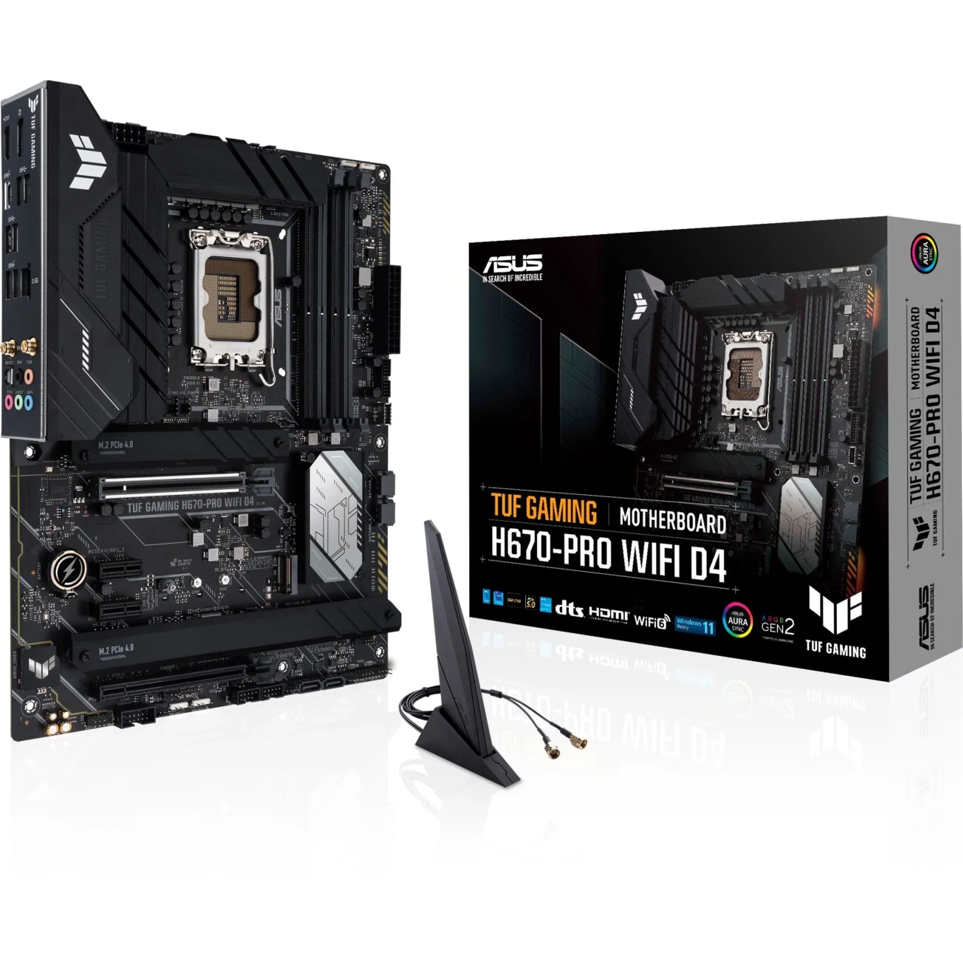 ASUS TUF GAMING H670-PRO WIFI D4 LGA 1700 (Intel 12th &13th Gen) ATX Gaming Motherboard (PCIe 5.0, DDR4, 14+1 DrMOS, 4xPCIe 4.0 M.2 Slots, WiFi 6, 2.5 Gb LAN, Front USB 3.2 Gen 1 Type-C)