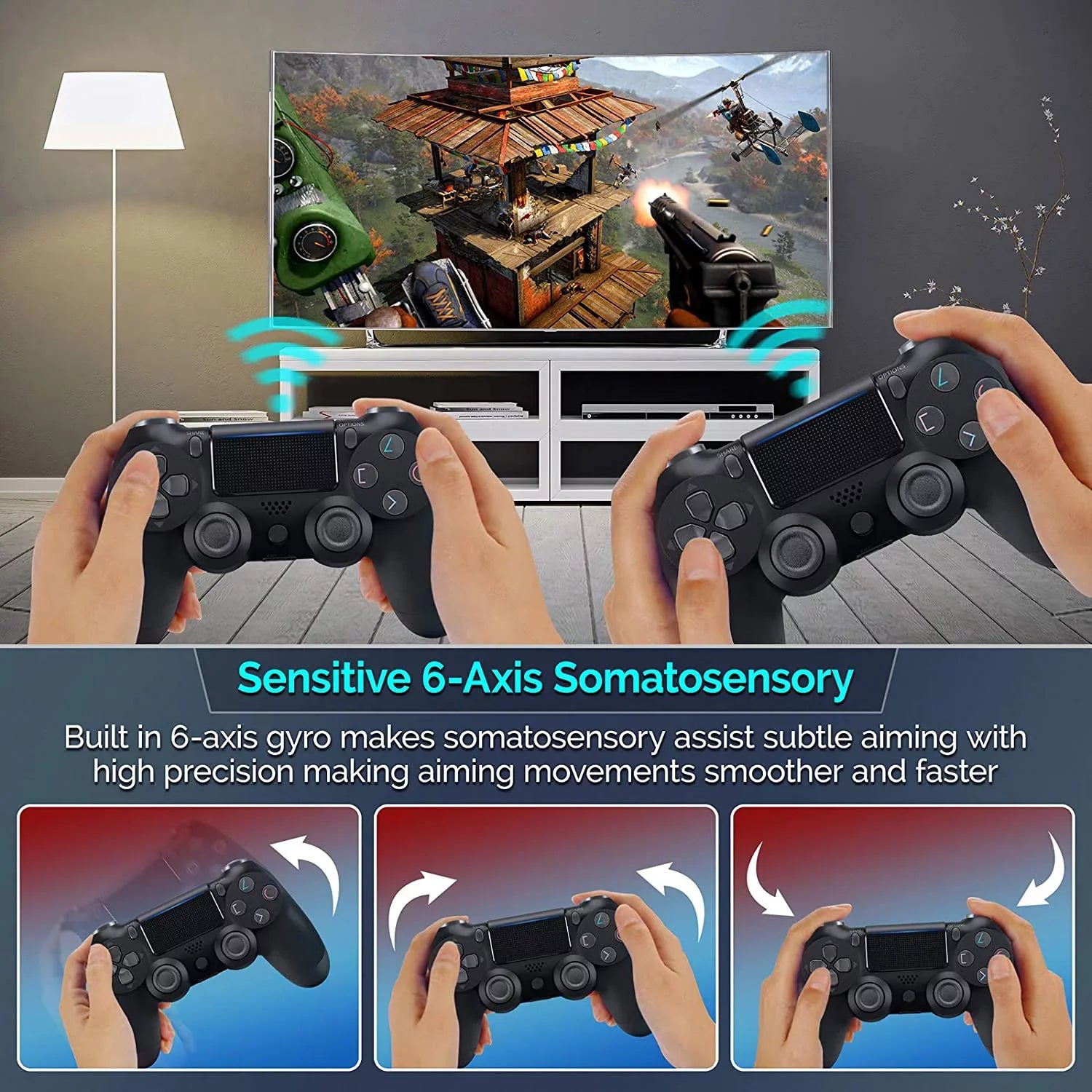 PRO Wireless GamePad with Samsung Galaxy S23 Controller Plus 1,000 Battery/Built-In Speaker/Gyro/Remote BlueTooth Slim (Black)