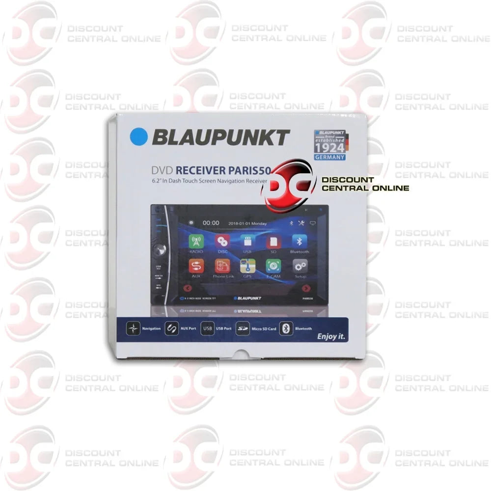 Blaupunkt Double DIN 6.2 Navigation DVD CD player stereo USB AUX & Bleutooth with DiscountCentralOnline FL09BK Full License plate Night vision Waterproof back-up camera