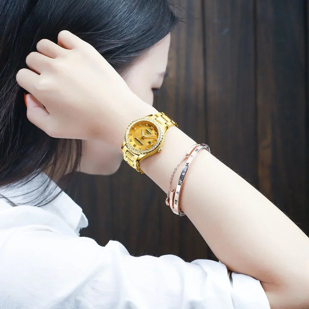 NIBOSI 2022 New Gold Watch Women Watches Ladies Creative Steel Women's Bracelet Watches Female Waterproof Clock Relogio Feminino