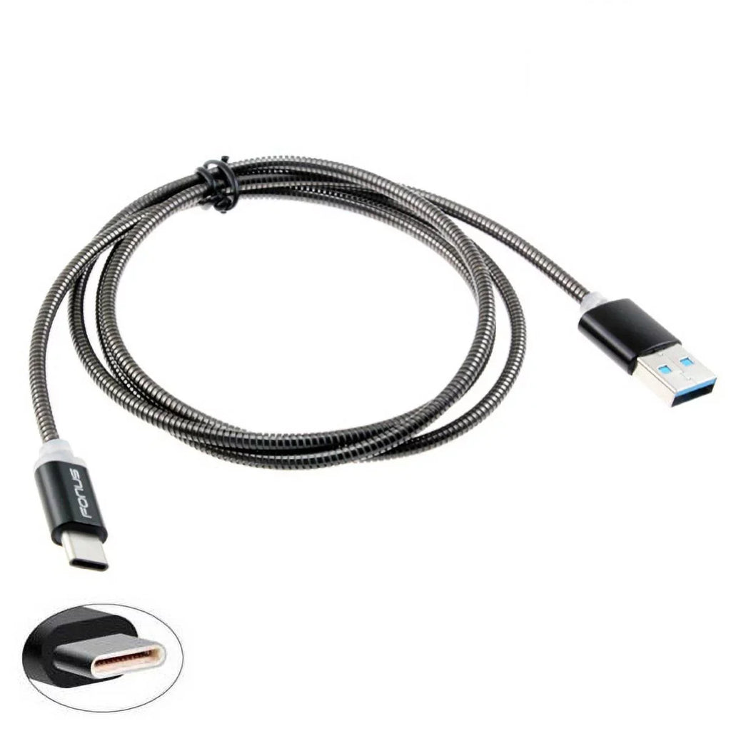 Type-C 3ft Metal USB Cable w USB Port Fast 18W Car Charger G4M Samsung Galaxy Tab S3 9.7 S9 Plus, S8+ S8, S10e S10 Plus active 5G Note 9 8 10 Plus A9 A50 A20 A10e - Sonim XP8 XP3