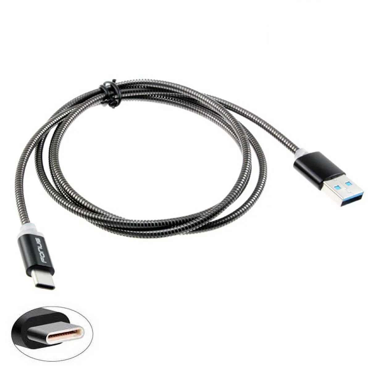 Type-C 3ft Metal USB Cable w USB Port Fast 18W Car Charger G4M Samsung Galaxy Tab S3 9.7 S9 Plus, S8+ S8, S10e S10 Plus active 5G Note 9 8 10 Plus A9 A50 A20 A10e - Sonim XP8 XP3
