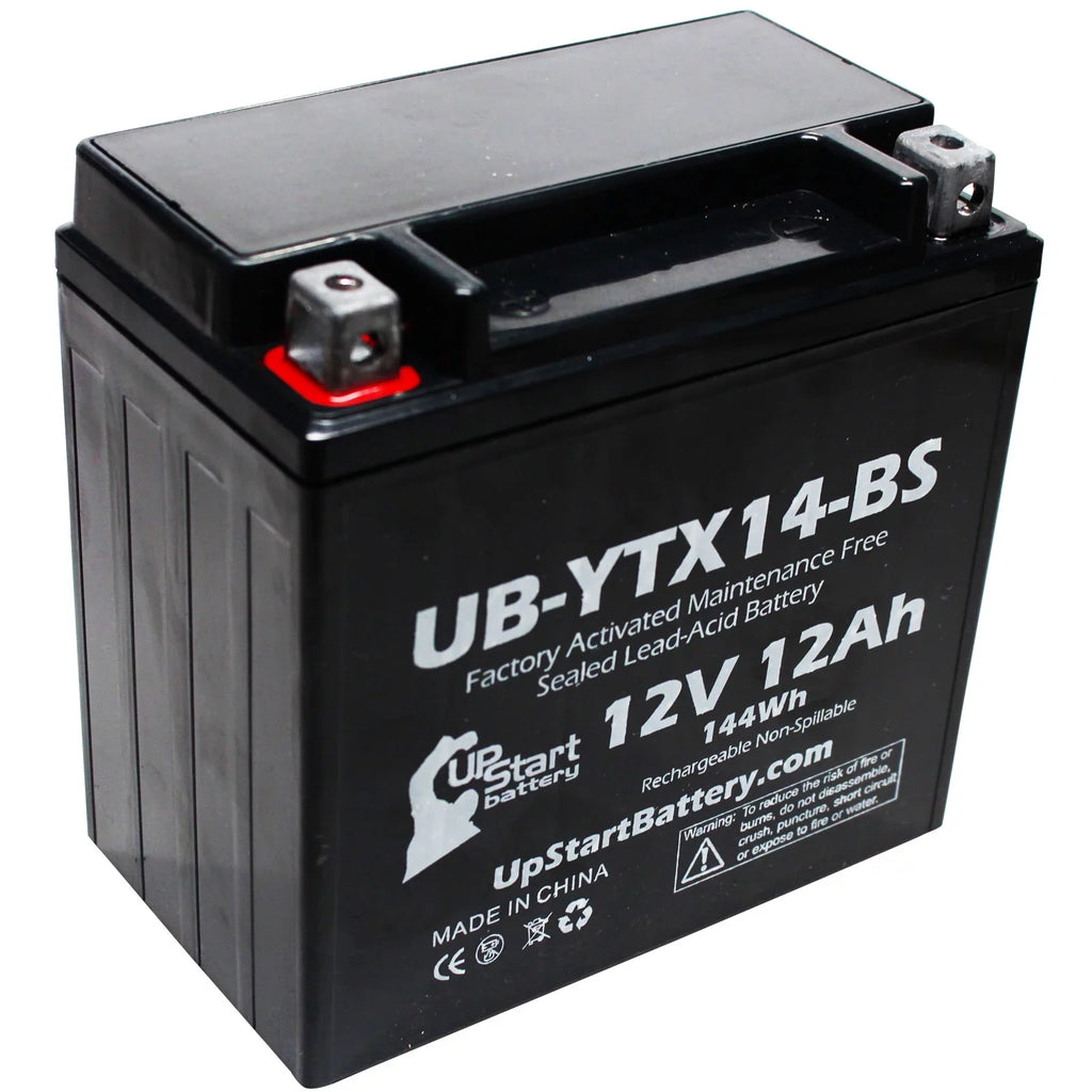 UpStart Battery Replacement 1998 Yamaha YZF1000R 1000 CC Factory Activated, Maintenance Free, Motorcycle Battery - 12V, 12AH, UB-YTX14-BS