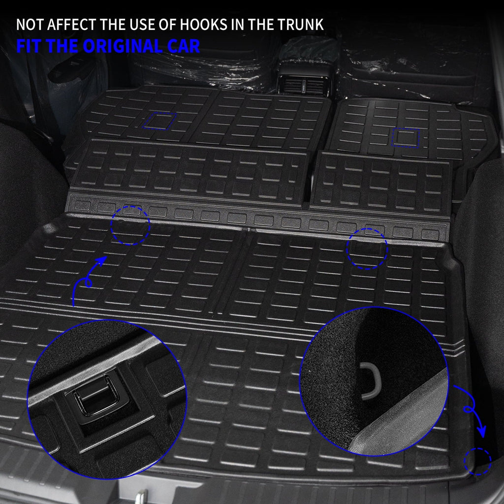 Cargo Mat with 2023 2024 Honda CRV Hybrid Cargo Liner Trunk Mat Back Seat Protection Protector Honda CR-V Accessories (Fit Upper Deck, Trunk Mat+Backrest Mats)