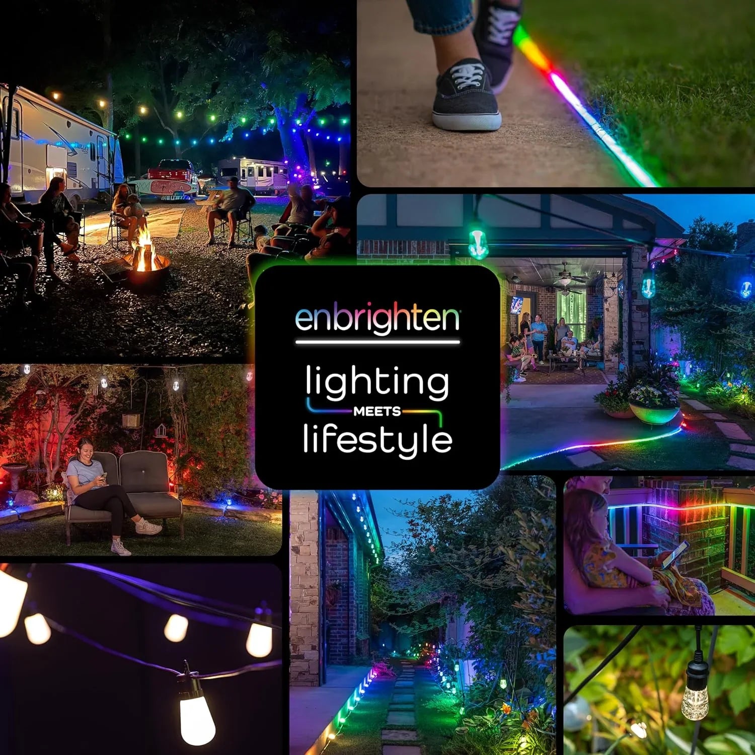 YANRUI Smart Color Changing String Lights, 96 ft, 30 Lightweight RGB LED Patio Lights, proof, Customizable, Wi-Fi App Control, Dimmable Outdoor String Lights, 79617