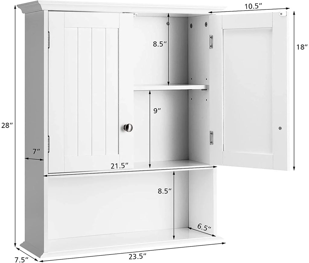 Bathroom Wall Cabinet, Wooden Hanging Storage Cabinet with Doors & Shelves, Multipurpose Storage Cabinet Bathroom Kitchen Living Room, Wall Mounted Bathroom Medicine Cabinet