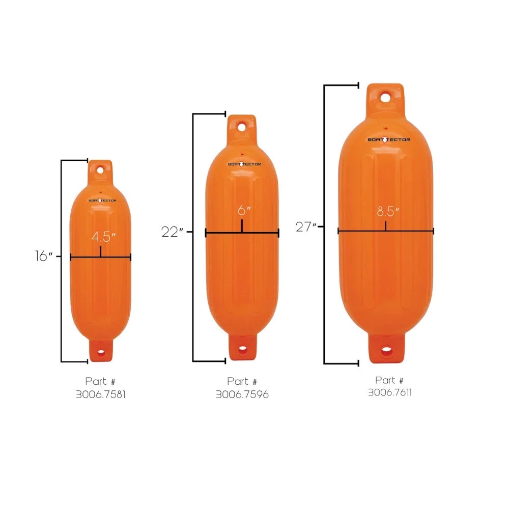 Extreme Max 3006.7581 Vessel Inflatable Fender Value 2-Pack - 4.5" x 16", Neon Orange