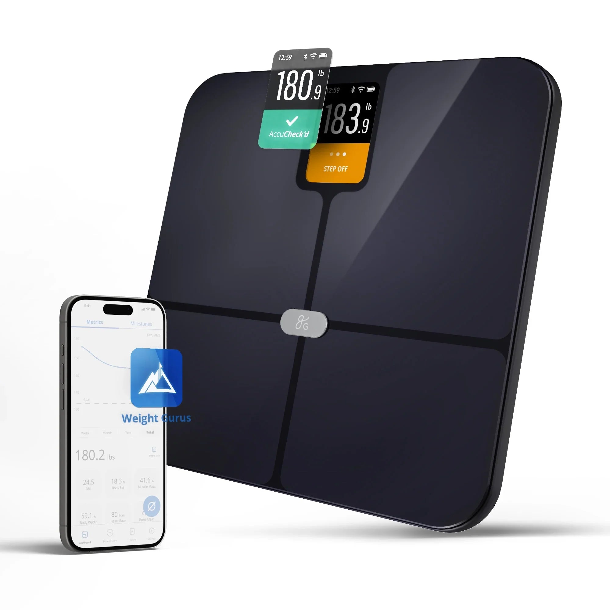 Top-notch Goods Verve Digital Smart Bathroom Scale, Bluetooth and WiFi Enabled Featuring AccuCheck and SwiftSync, 10 User Profiles with Free Tracking App