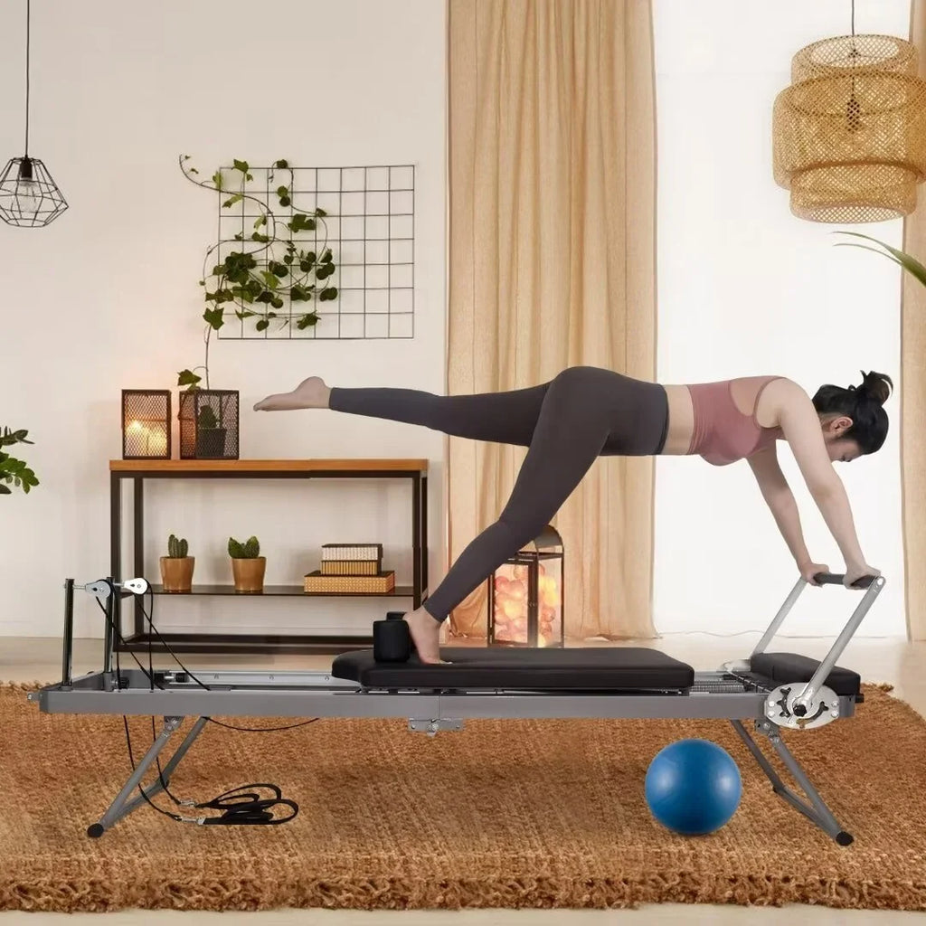 Docred Foldable Pilates Remer,Quiet Pilates Remer Workout Machine with Spring Home Gym，Beginners，Up to 300 lbs Weight Capacity