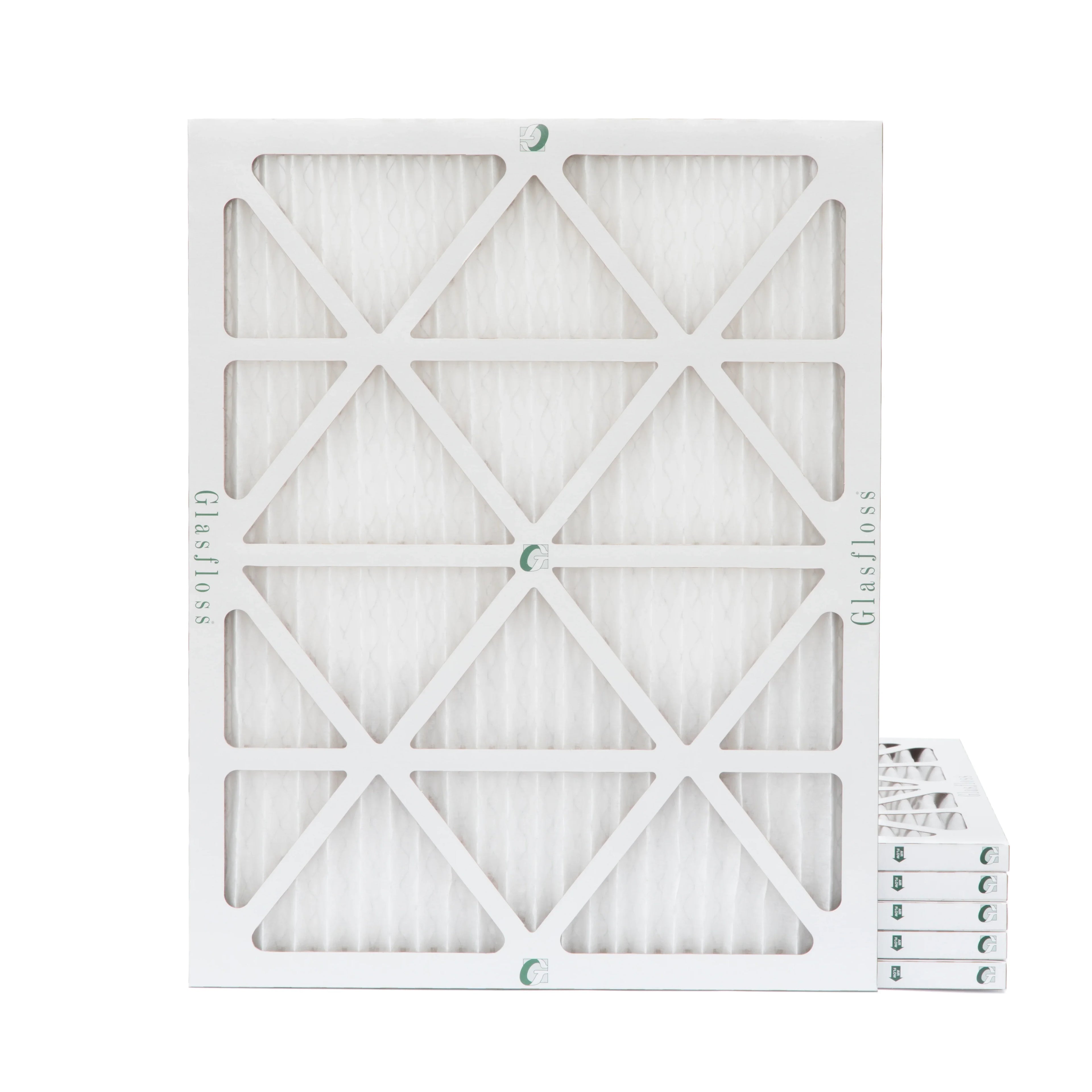 6 Pack of 16x20x1 MERV 10 Pleated Air Filters by Glasfloss. Actual Size: 15-1/2 x 19-1/2 x 7/8