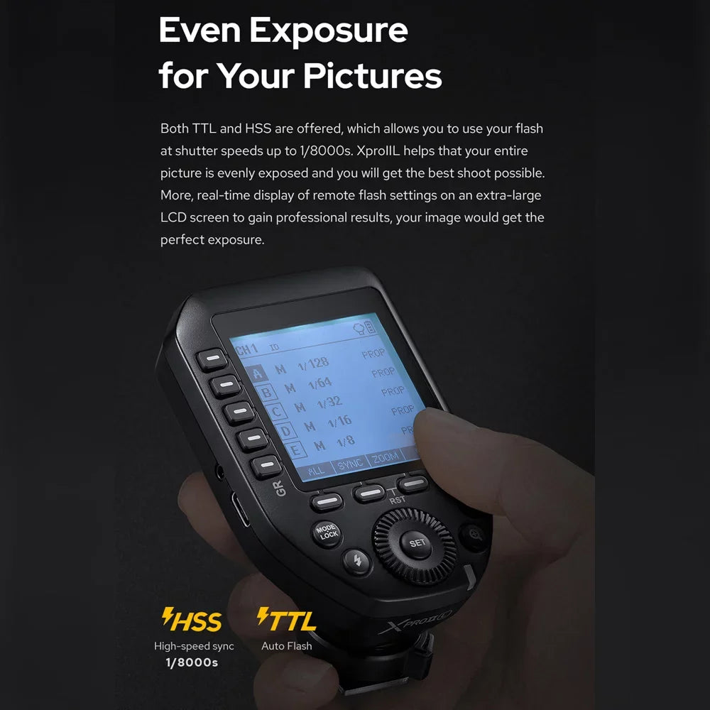 Godox XPROII-L 2.4G Wireless Flash Trigger TTL Autoflash 18000s HSS Large LCD Screen 32 Channels 16 Groups Replacement Leica Cameras