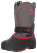 Kamik Kids Waterbug5 Snow Boot, Charcoal/Red, (3, charcoal Red)