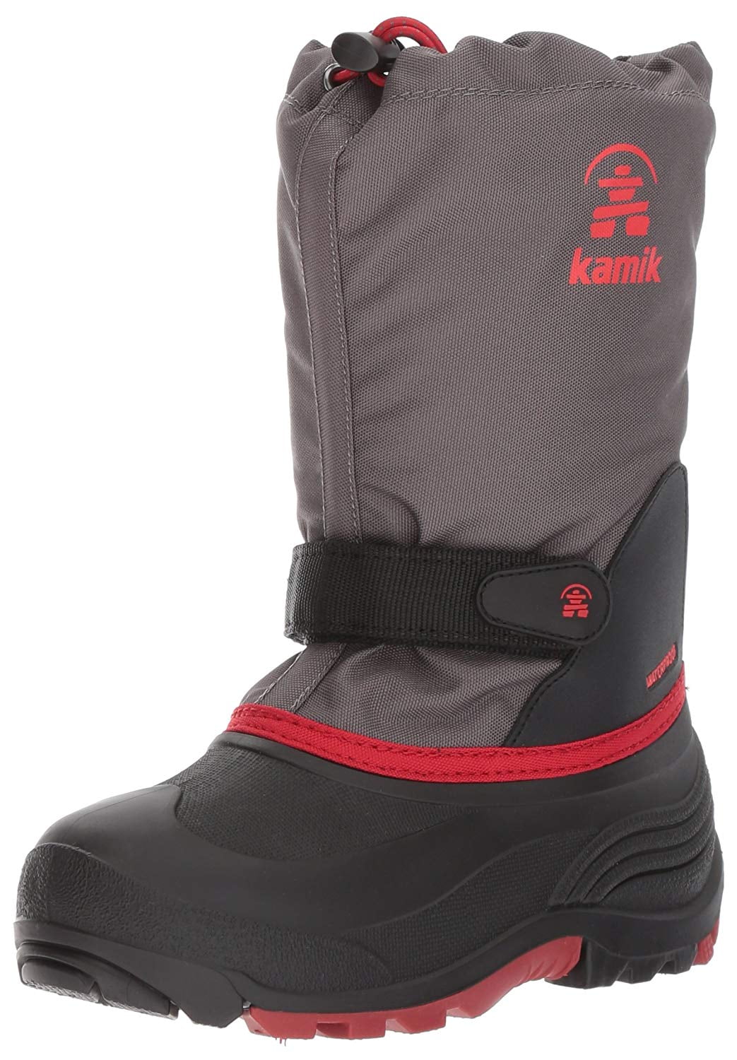 Kamik Kids Waterbug5 Snow Boot, Charcoal/Red, (3, charcoal Red)