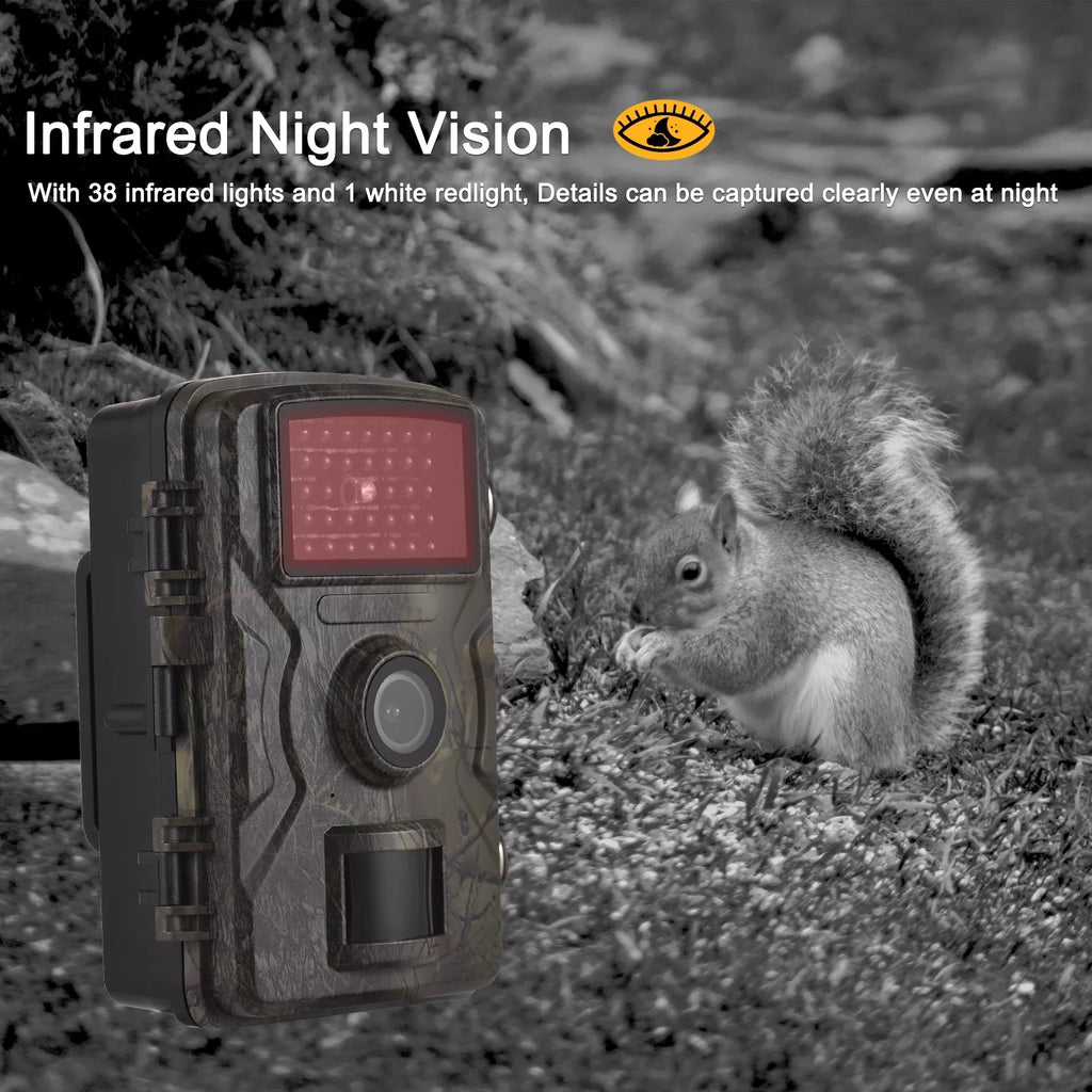 Eccomum 1080P Trail Camera 16MP Wildlife Camera Tracking Camera with 2.0 Inch TFT Color Screen 0.8s Trigger Time Supports Infrared Night Vision Motion Activated IP66 Waterproof