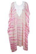 Soft Pink Sheer Kaftan Kimono Maxi Dress , Sexy Beach Wrap Caftan With Embroidery, Cruise Kaftan Travel Dress, One size, L-4XL