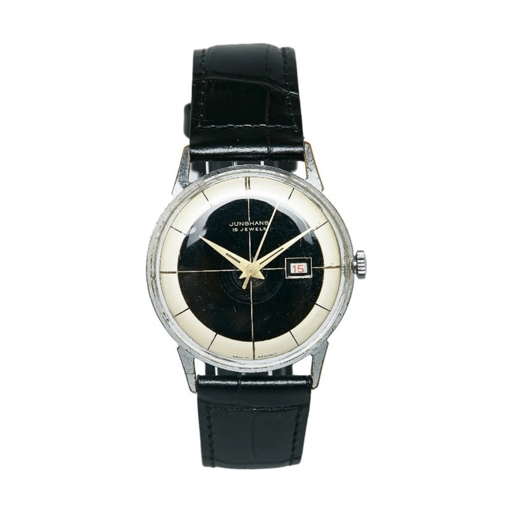 Pre-Owned Junghans 15JEWELS External Belt Watch Manual Winding Black White Dial Stainless Steel Ladies JUNGHANS (Good)