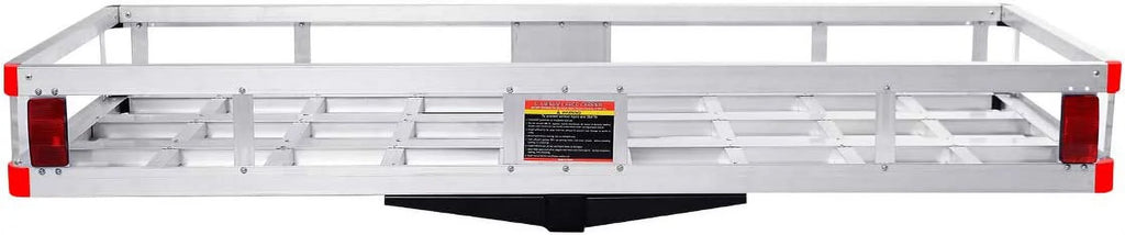 Hitch Cargo Carrier, Aluminum Trailer Hitch Cargo Carrier Fits 2” Receiver, 60” x 22” x 7” Mount Luggage Rack, Vehicle Cargo Basket SUV, Truck, Car, 500LBS Capacity