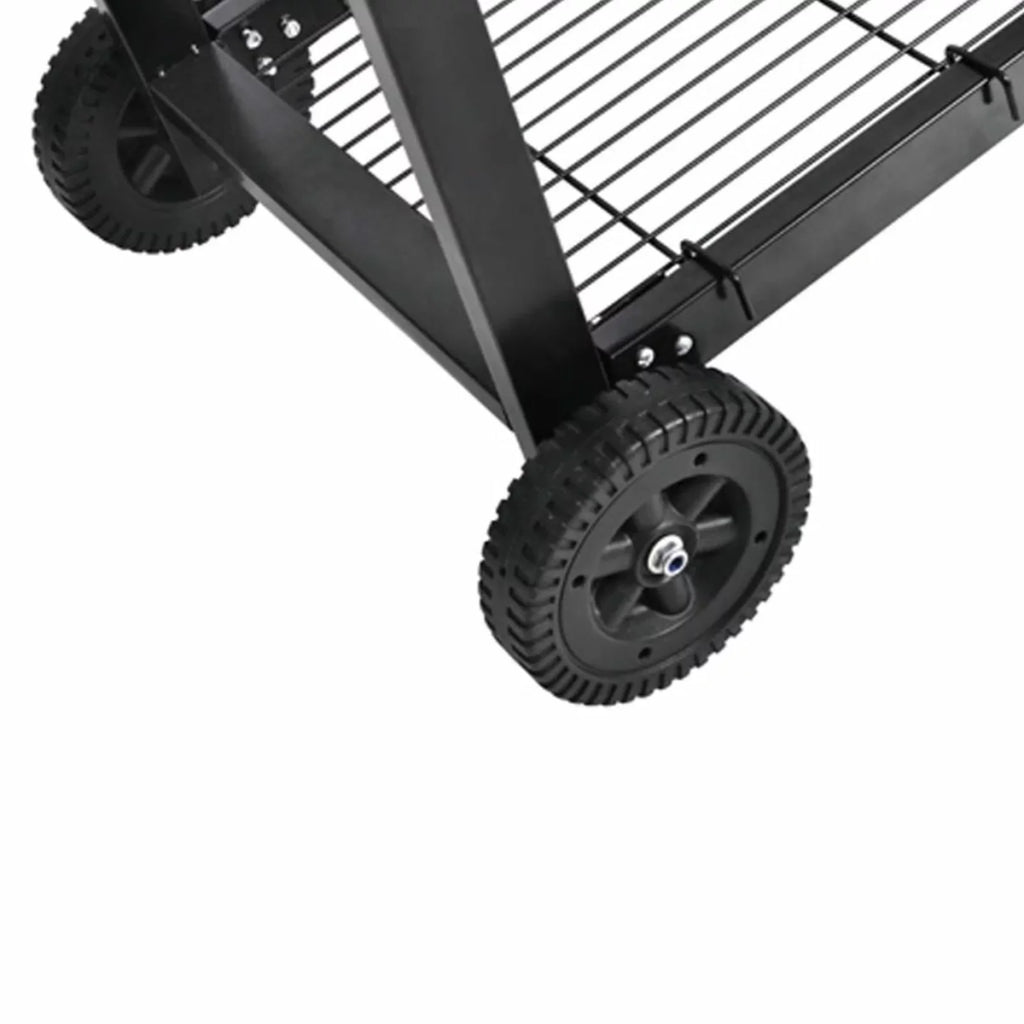 moobody Charcoal BBQ Stand with Lower Shelf and Wheels Steel Barbecue Grill Black Camping Cooking, Grilling, Smoking, Picnic, Hiking, Party, Garden, Patio 39.4 Inch Length