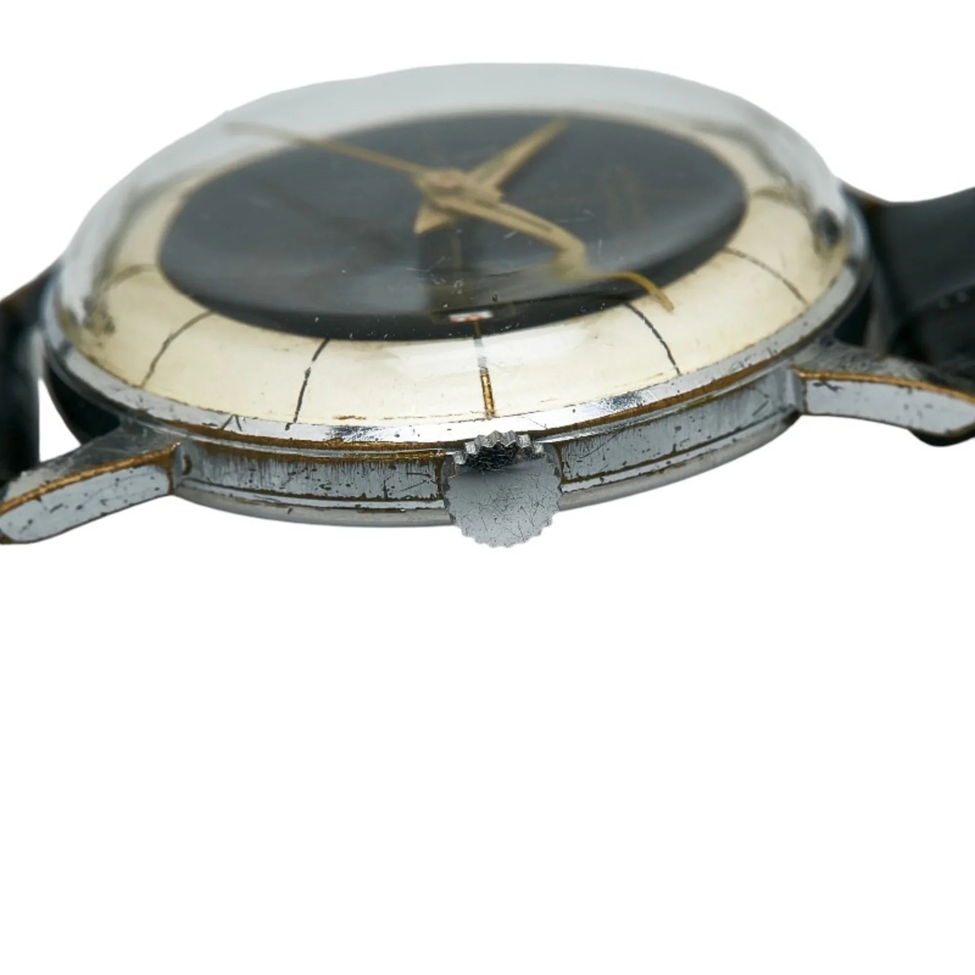 Pre-Owned Junghans 15JEWELS External Belt Watch Manual Winding Black White Dial Stainless Steel Ladies JUNGHANS (Good)