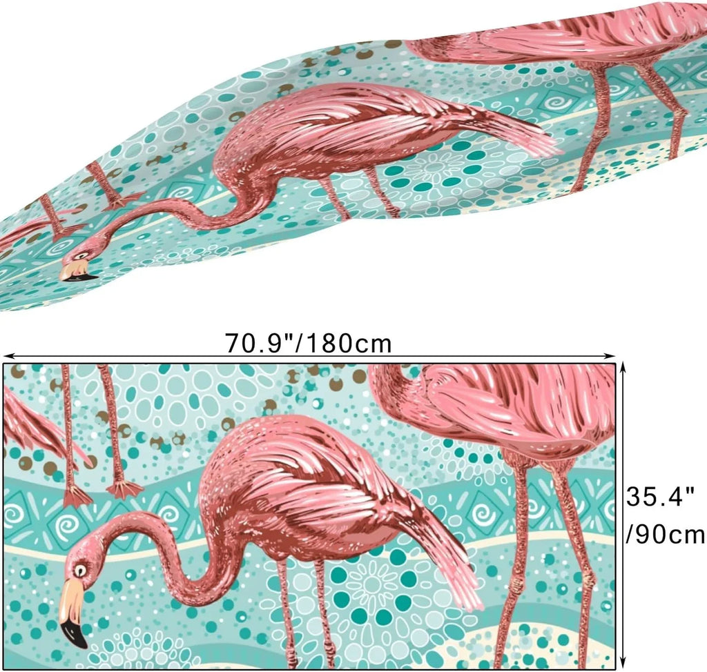 Hyjoy Women Silk Scarf Flamingo Birds Tropical Pink Ocean Sea Hair Wraps Shawls Neck Scarves Colorful Print