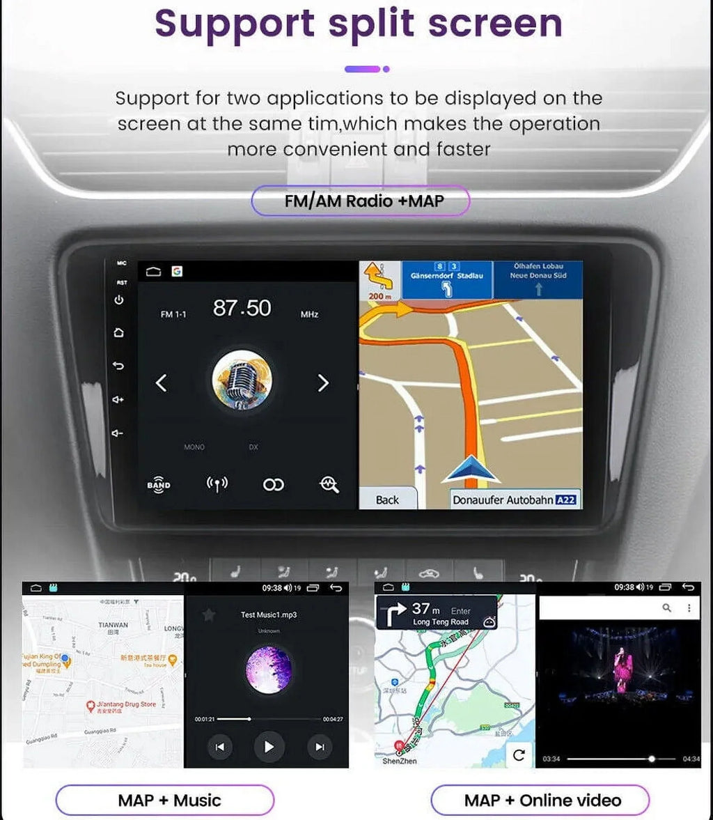 10'' 2Din Android QLED Car Stereo Nav GPS Radio DSP CarPlay 8Core 4+32GB