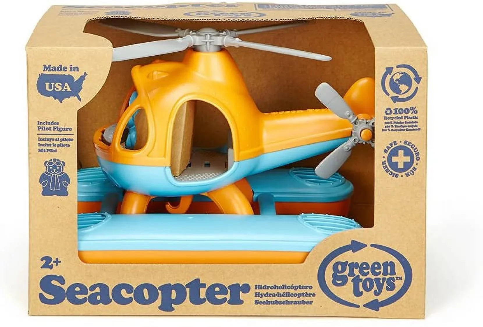 Green Toys Seacopter Play Vehicles, Orange/Blue, Unisex Child Ages 2+