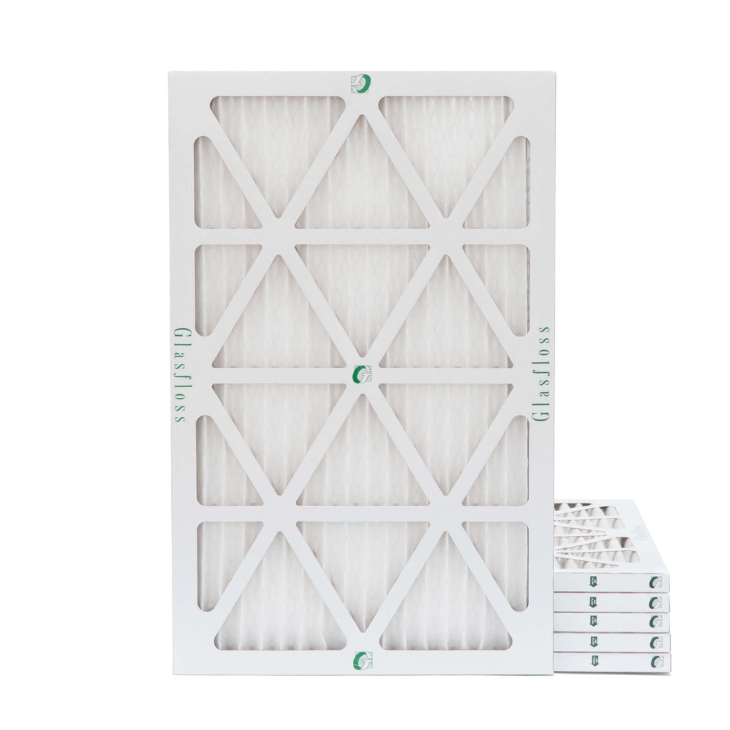6 Pack of 10x24x1 MERV 10 Pleated Air Filters by Glasfloss. Actual Size: 9-1/2 x 23-1/2 x 7/8