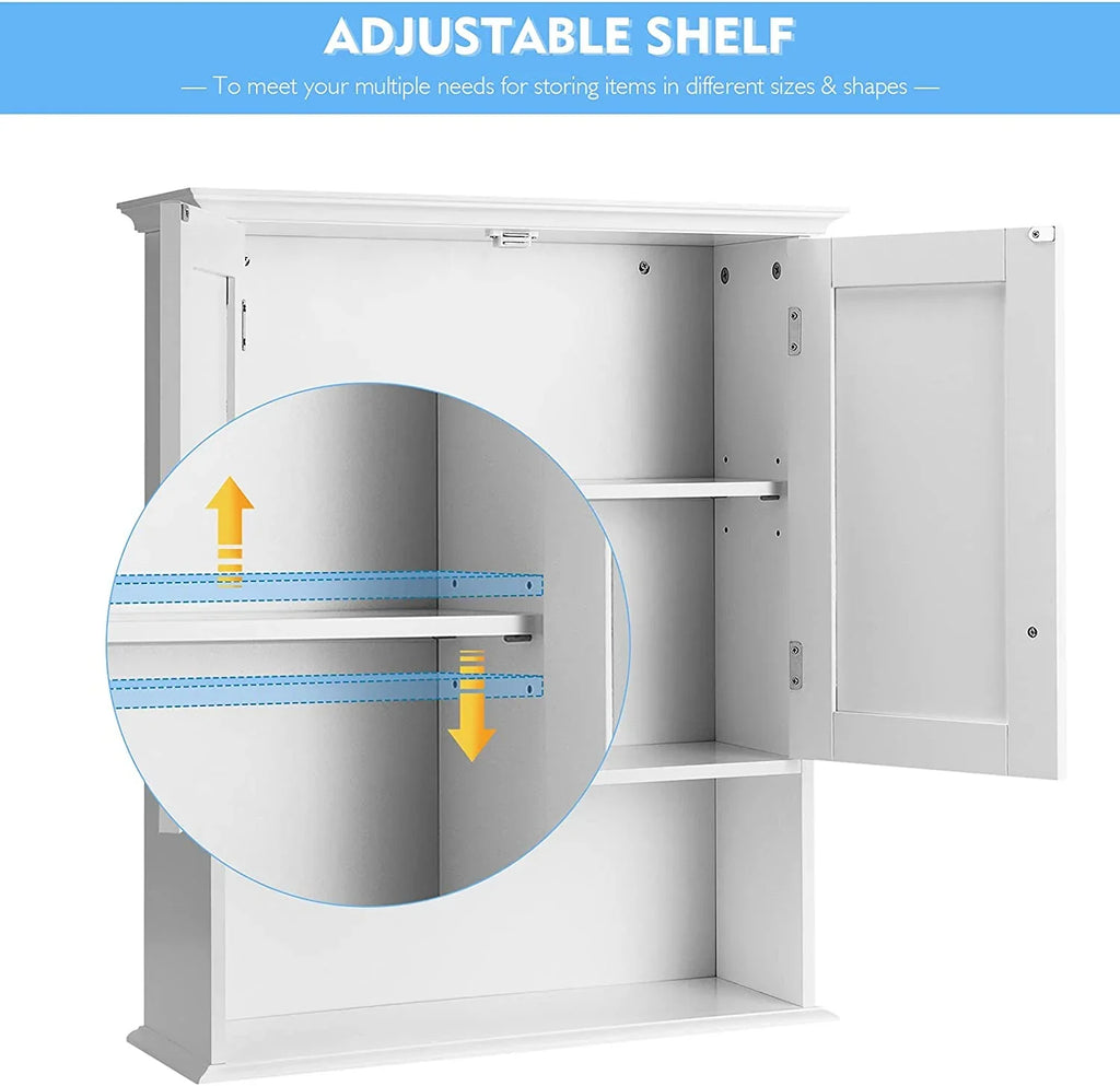 Bathroom Wall Cabinet, Wooden Hanging Storage Cabinet with Doors & Shelves, Multipurpose Storage Cabinet Bathroom Kitchen Living Room, Wall Mounted Bathroom Medicine Cabinet