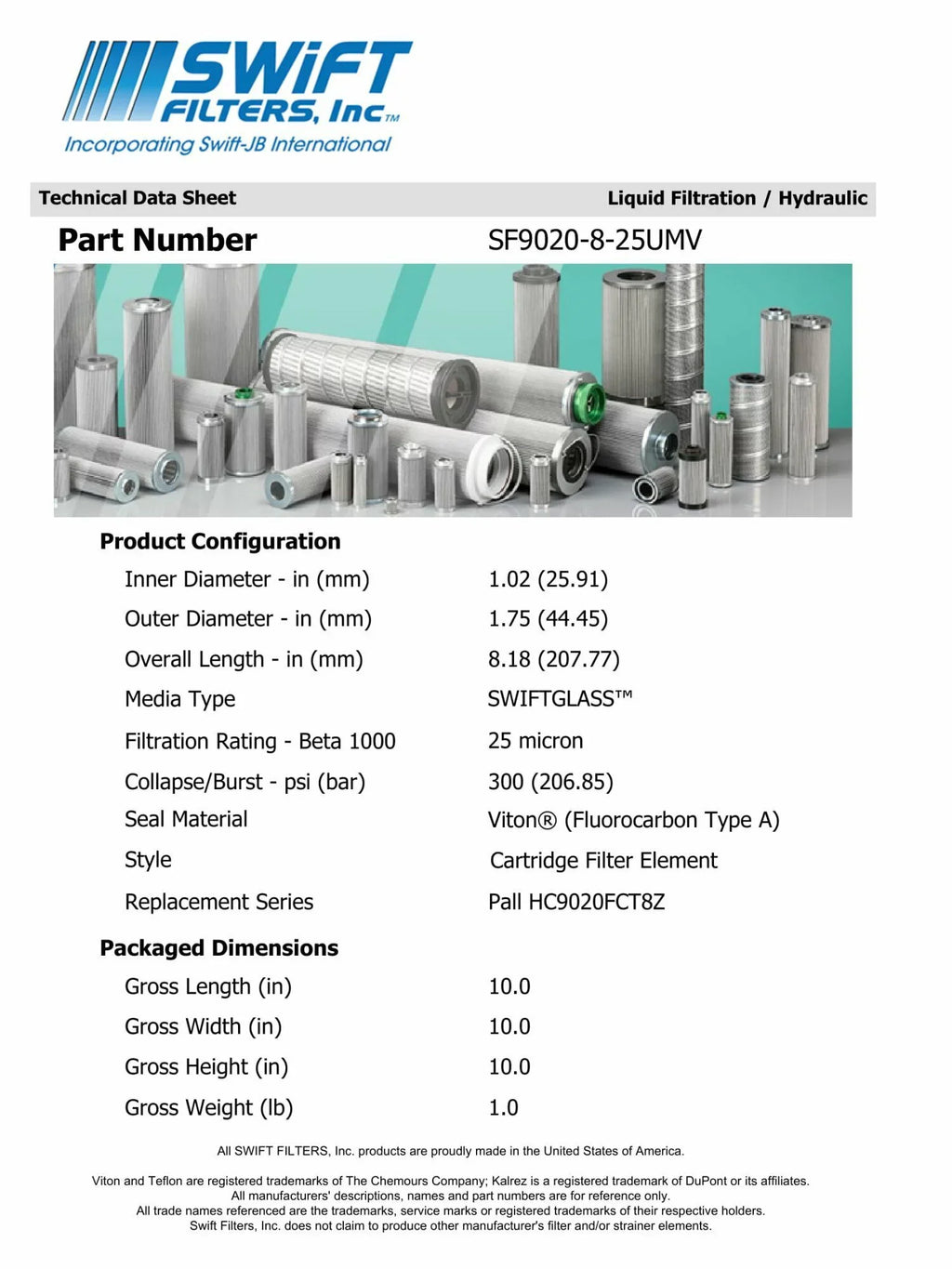 Direct Interchange NAPA 7861 Cartridge Filter Element Microglass Construction 25 Micron