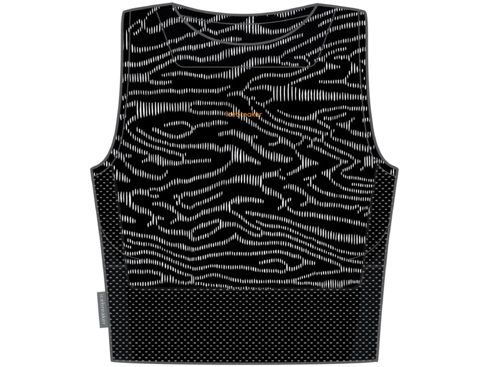 Icebreaker 125 ZoneKnit Cropped Bra-Tank Topo Lines - Women's, Black/Snow/Aop, L