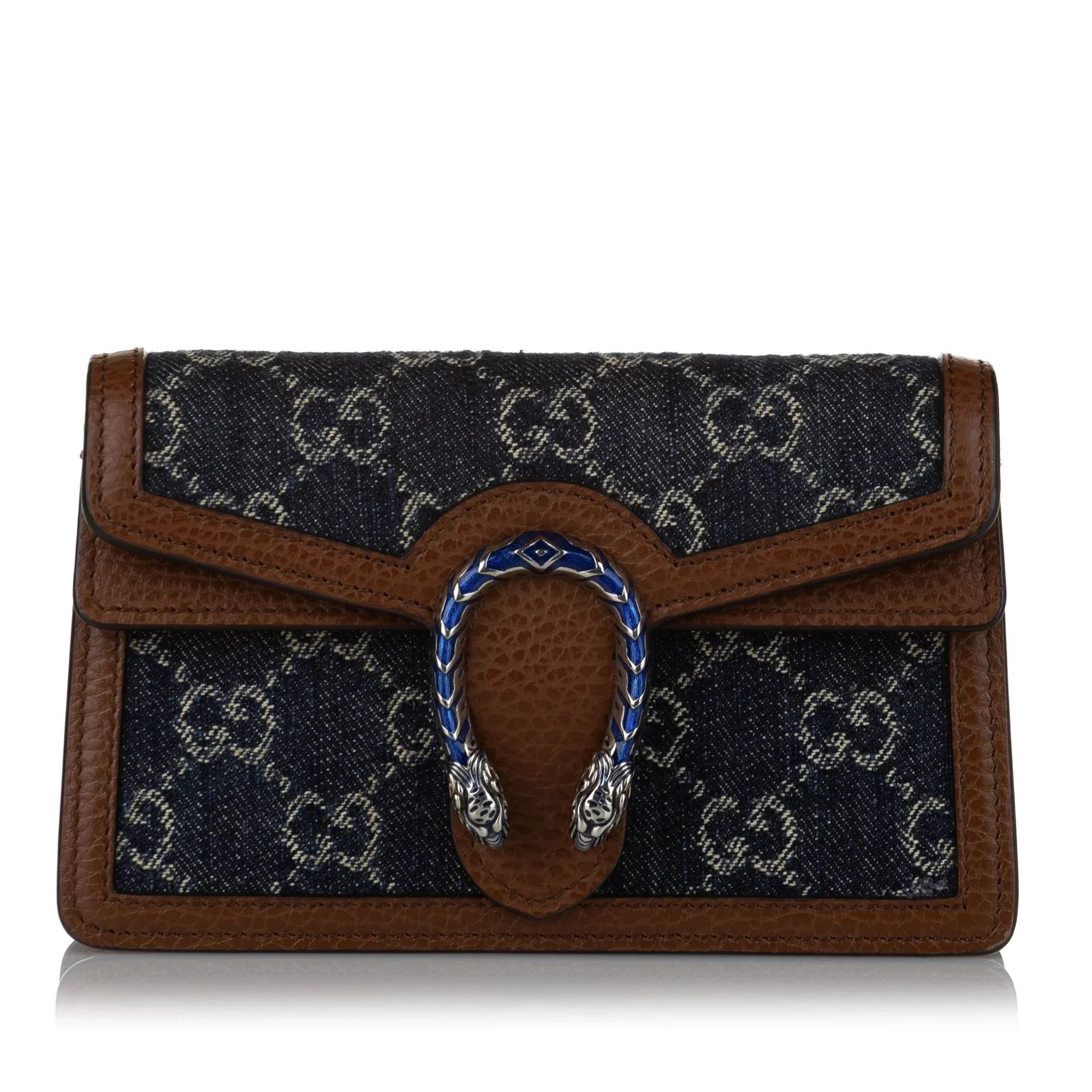 Women Pre-Owned Authenticated Gucci Super Mini GG Dionysus Crossbody Bag Denim Fabric Blue