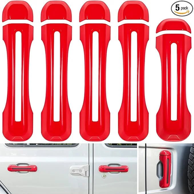 E-cowlboy Door Handle Inserts Wrap Trim+Tailgate Handle Coating 2018-2022 Jeep Wrangler JL JLU Sports Sahara Freedom Rubicon Unlimited Gladiator JT 2-Door & 4-Door Exterior Accessories (Red 5PCS)