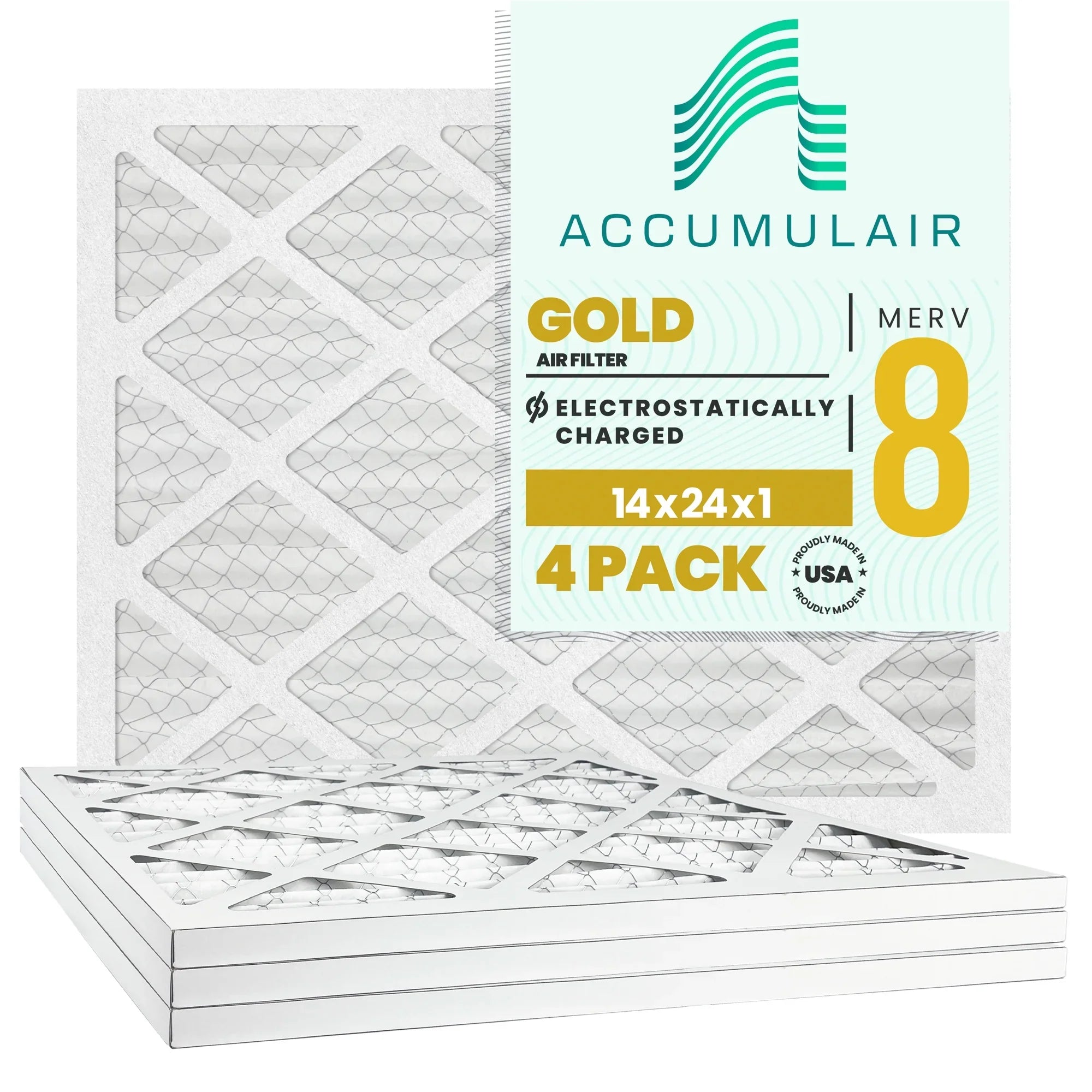 Accumulair Gold 14x24x1 MERV 8 Air Filter (4 Pack)