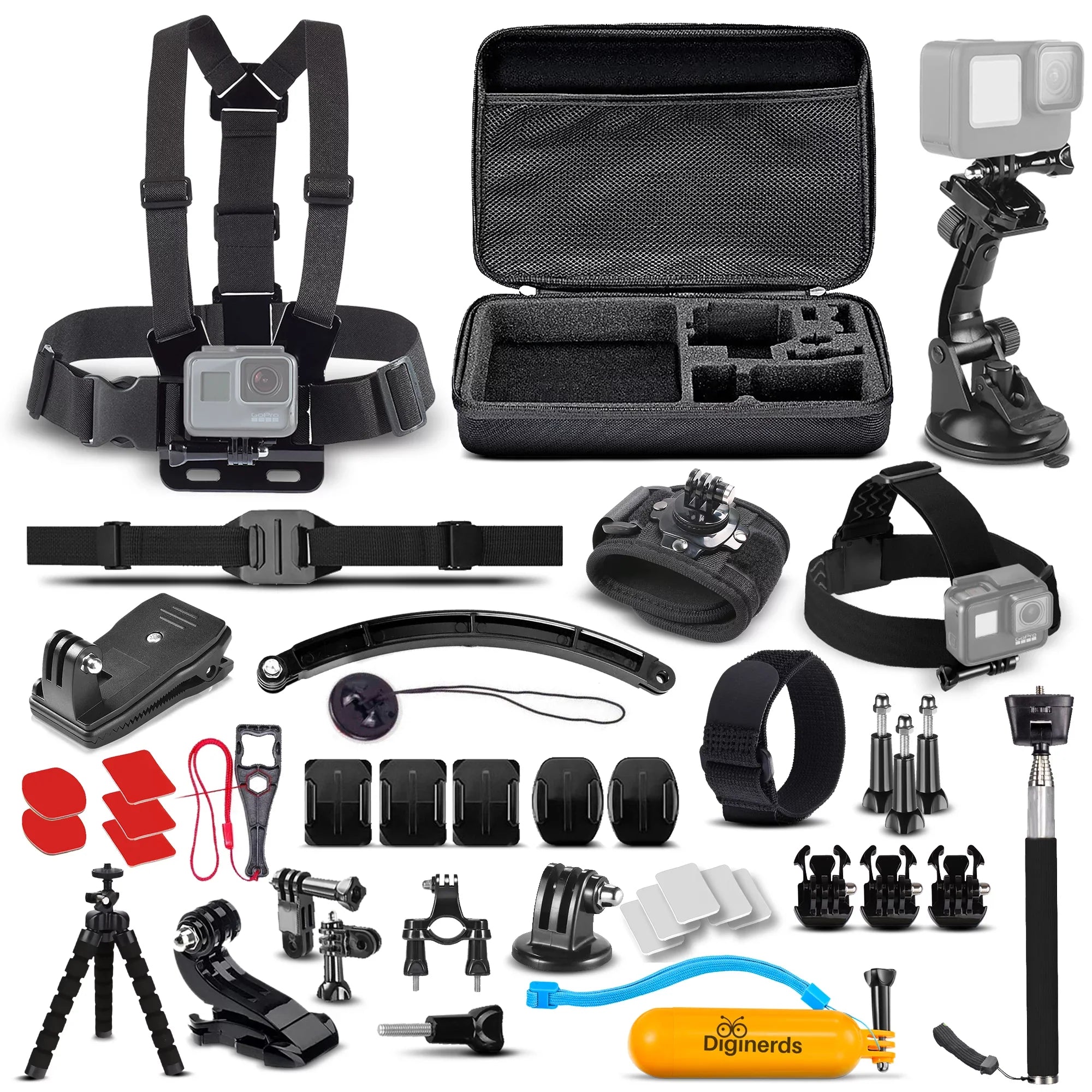 DiGiNerds - 50-in-1 Action Camera Accessory Kit, GoPro, Fusion, Insta360, DJI, AKASO