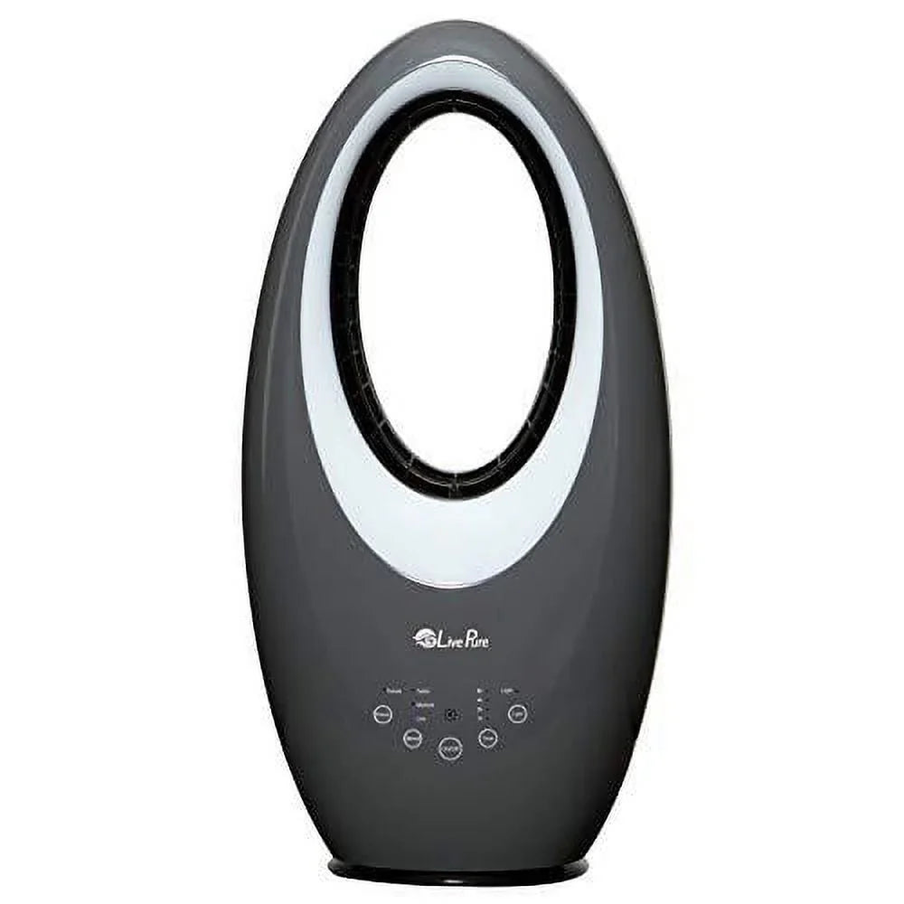 Livepure Bladeless Auto-Duster Fan, Oscillating Fan with Filter, Cooling Air Circulator- Graphite