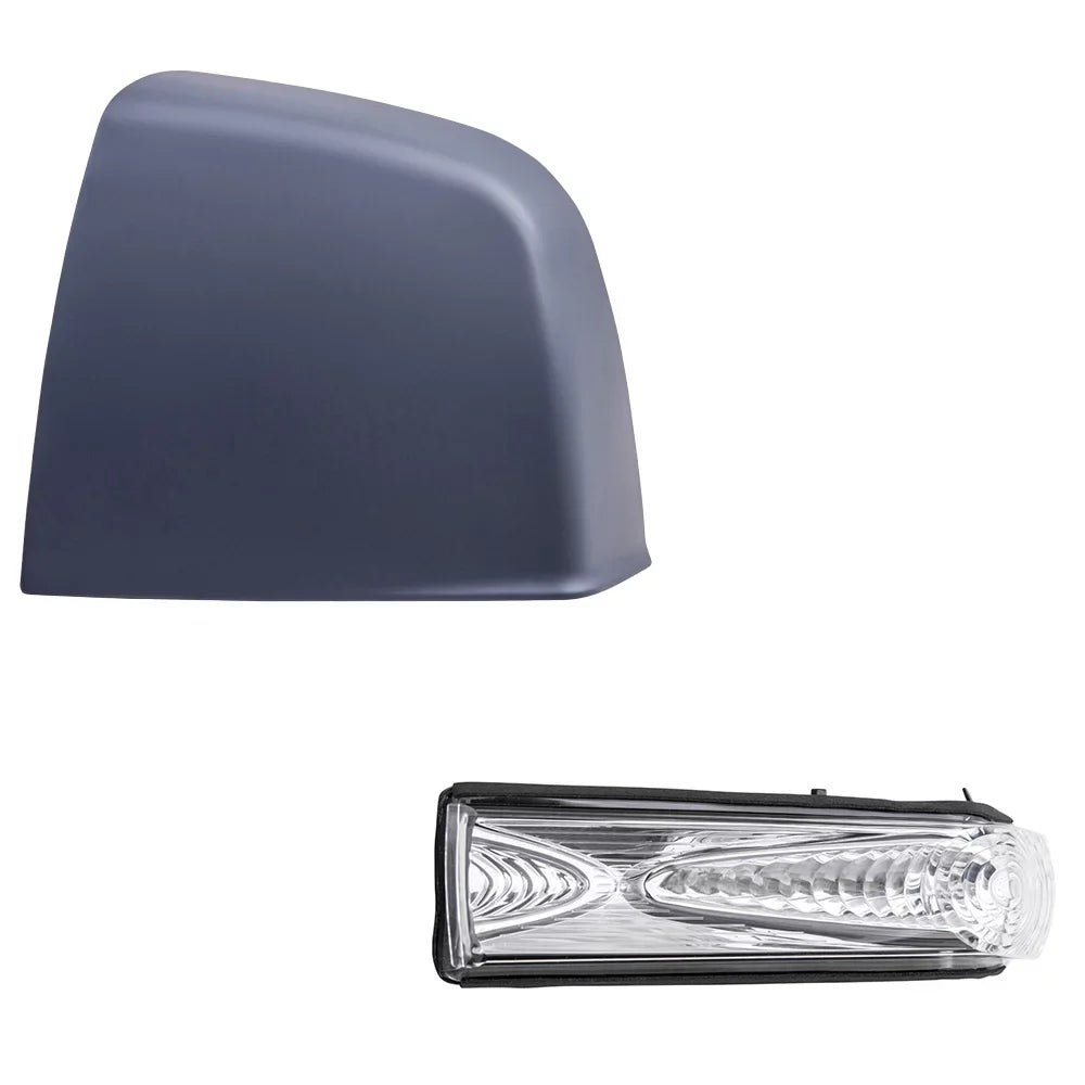 Brock Aftermarket Replacement Driver Left Door Mirror Wrap Paint To Match Gray And Turn Signal Light Set With 2015-2021 RAM Promaster City SLT/Tradesman SLT