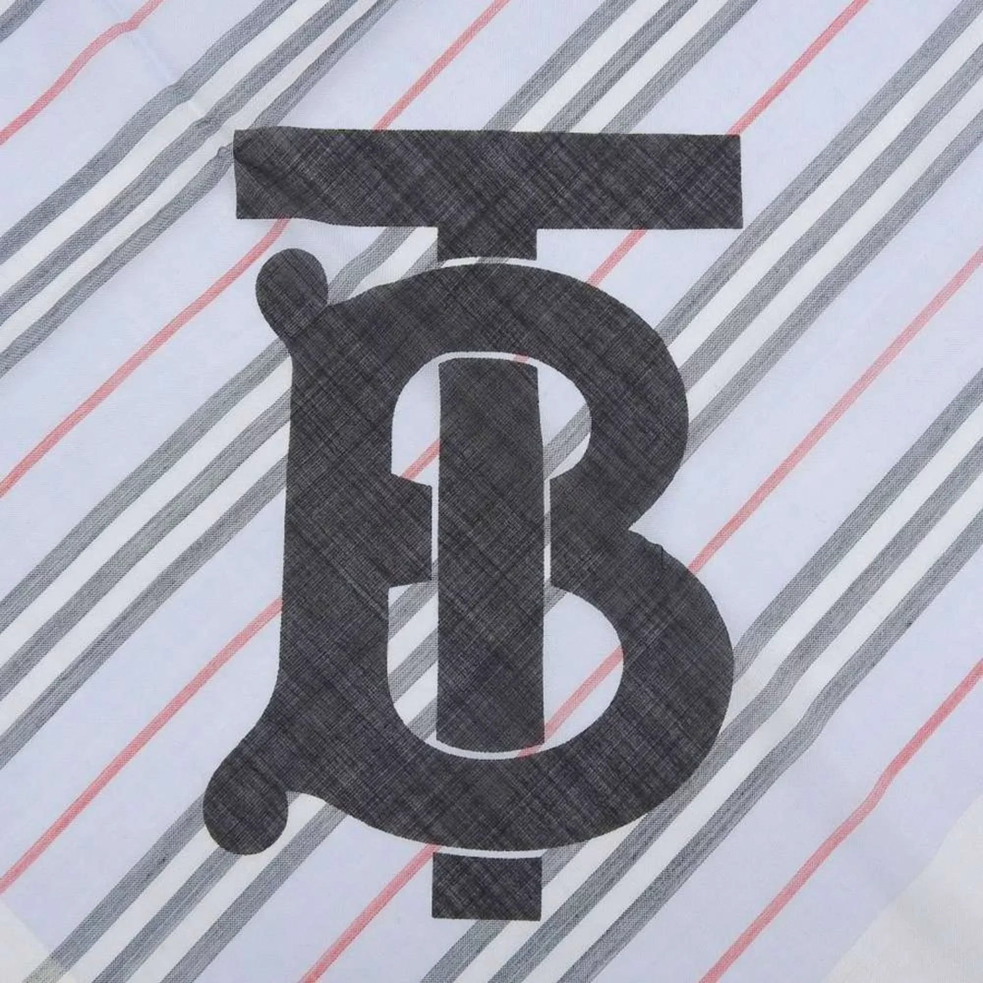 Pre-Owned Burberry BURBERRY scarf border stripe wool silk light blue 80173691 (Like New)