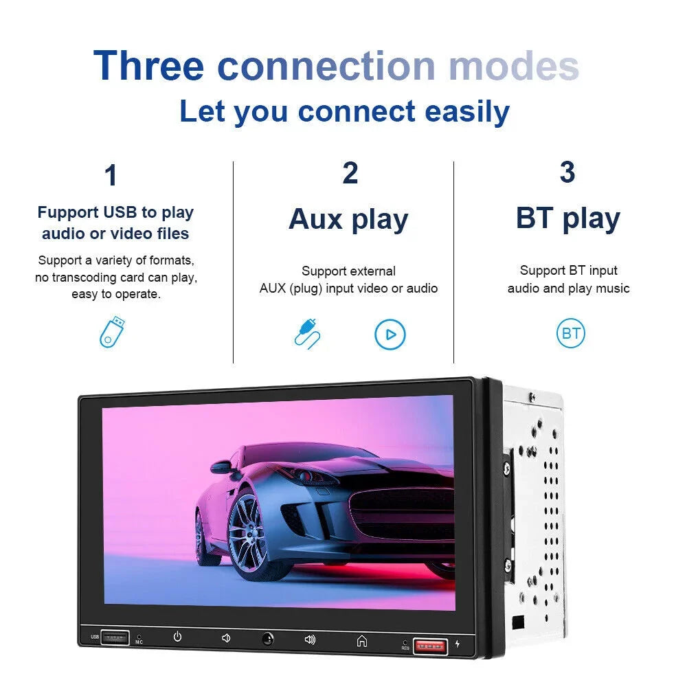 JLLOM 7" HD Screen Apple Carplay & Android Auto MP5 Player Wired Mirror Link Bluetooth AUX Fast Charge - Car Stereo System