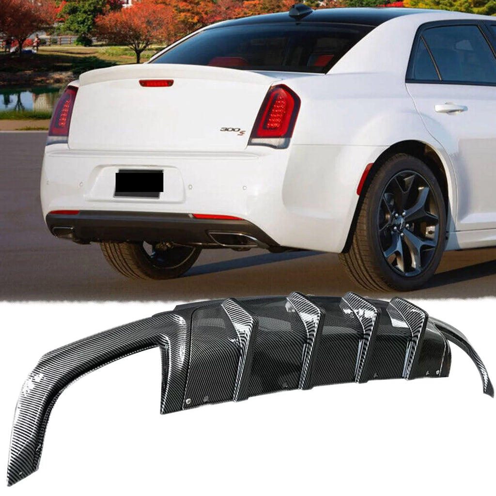 NINTE Rear Diffuser 2015-2022 Chrysler 300 SRT Carbon Fiber Style Square Exhaust