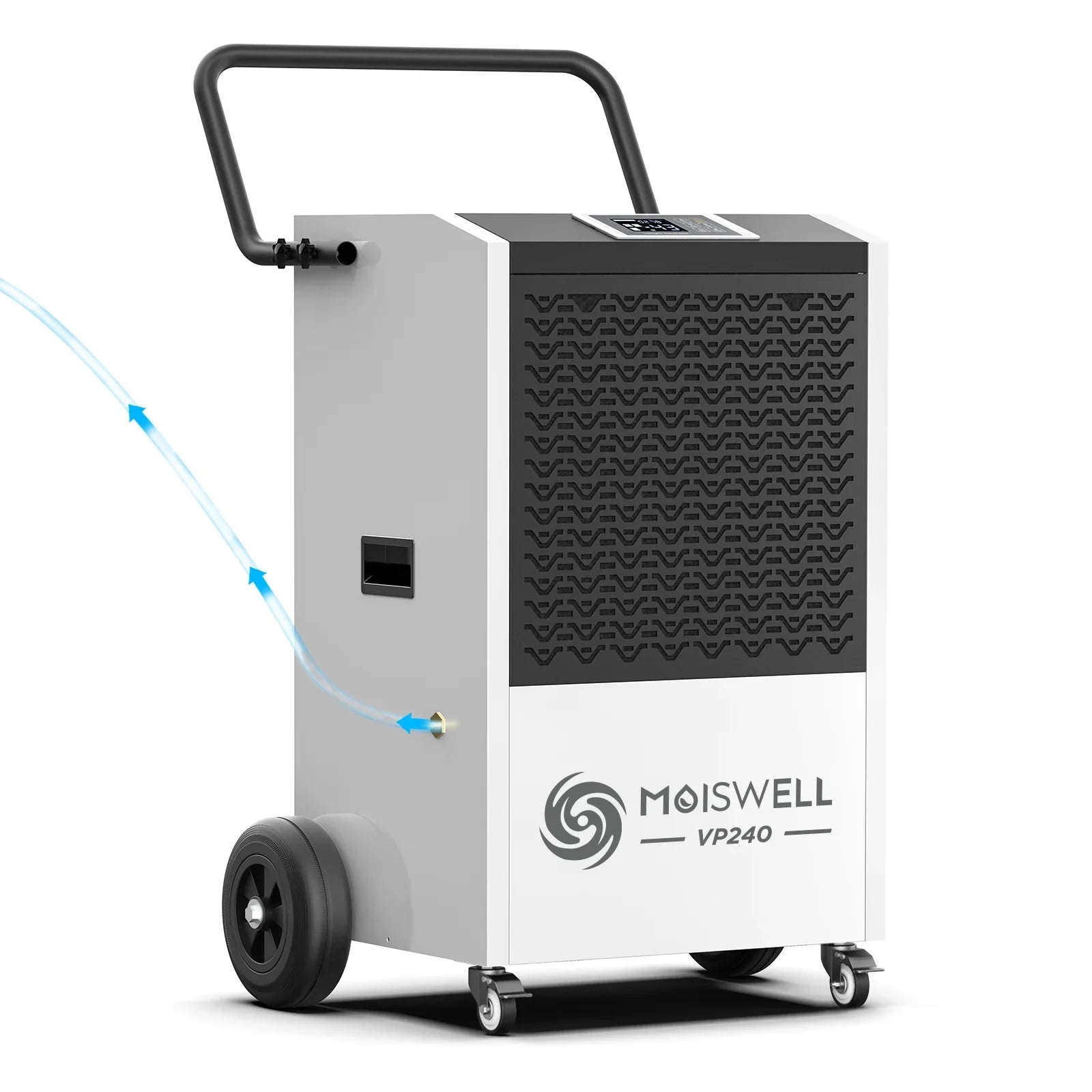 Moiswell 240 Pints Commercial Dehumidifier with Pump and Drain Hose - Excellent Industrial Site, Basements, Water Damage Unit Large Spaces up to 8,500 Sq Ft - Auto Defrost, Memory Starting