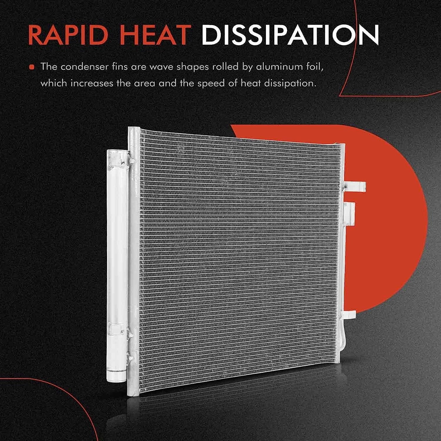 A-Premium Air Conditioning A/C Condenser with Kia Sorento 2021-2022 & Hyundai Santa Fe 2021-2022, Santa Cruz 2022, 2.5L, Replace# 97606Q5250