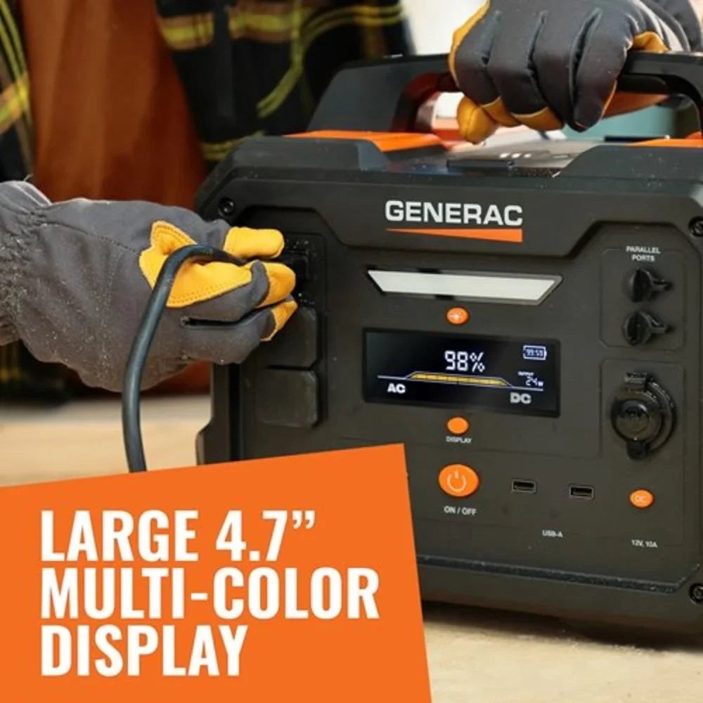 Generac 8025 Power Station 1600/3200 Watts 1086Wh Battery Powered Portable Generator - Solar Panel Charging