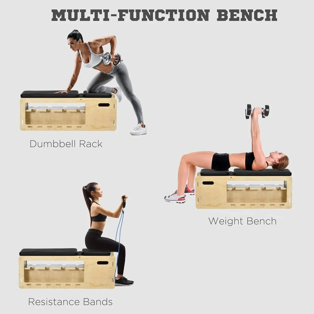 Adjustable Weight Bench, Workout Bench With Storage Rack Resistance Rope, Incline Bench Weight Lifting Equipment For Home Gym Arms & Chest Strength Training