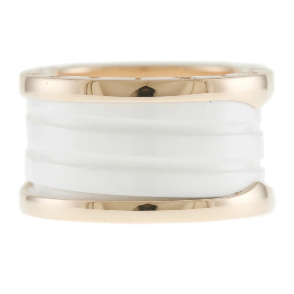 Pre-Owned Bvlgari B Zero One B-zero.1 4 Band White Ceramic Ring No. 10 18K Women's BVLGARI (Good)